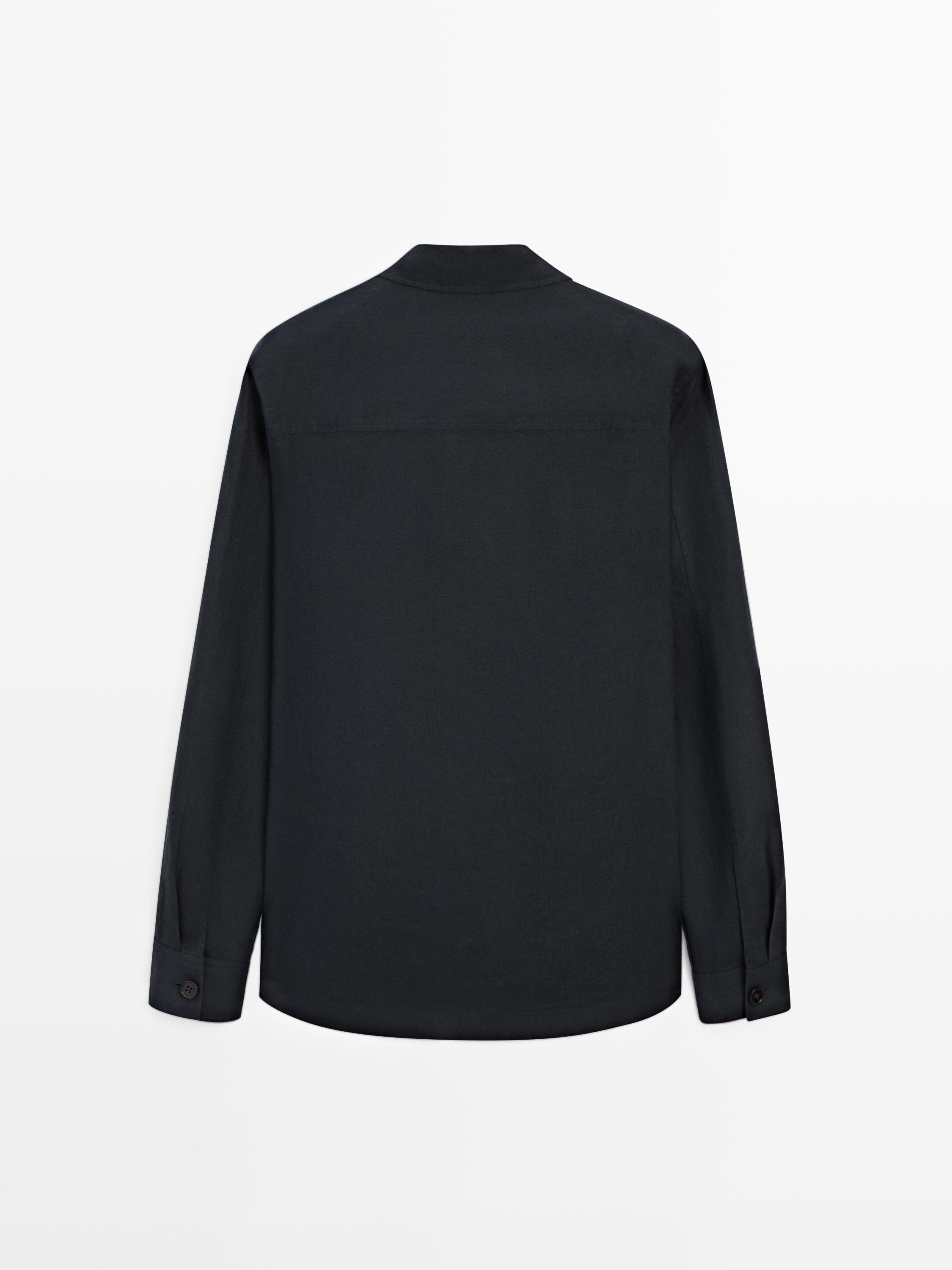 Total look linen overshirt with pocket details
